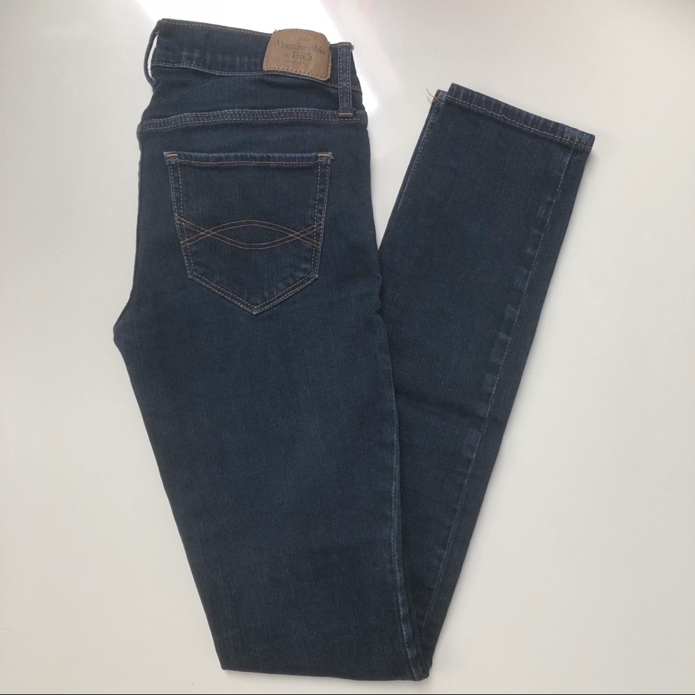 A&F dark wash super skinny jeans
